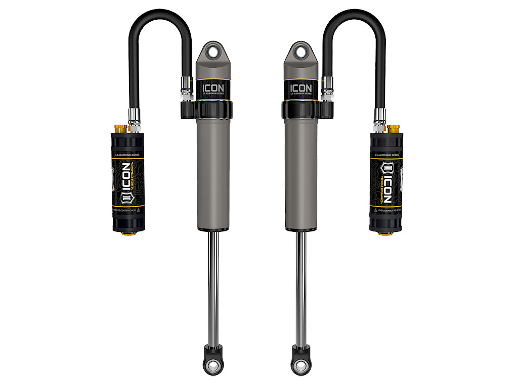 ICON 2020-2023 Jeep Gladiator/2018-2023 Jeep Wrangler JL, 2.5" Lift, Front, V.S. 2.5 Aluminum Series Shock Absorbers, Remote Reservoir w/ CDCV, Pair 27821cp