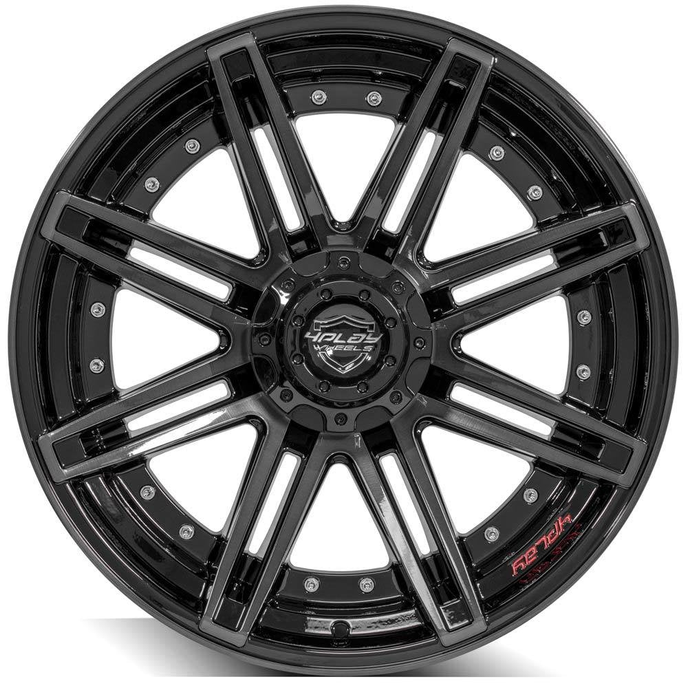 (Clearance - No Returns) 22x10 4Play Off-Road 4P08 Brushed Black 5x5.5/139.7 5x5/127 -24mm - Flex Offroad