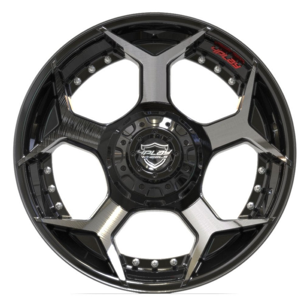 (Clearance - No Returns) 22x10 4Play Off-Road 4P50 Brushed Black 8x170 -24mm - Flex Offroad
