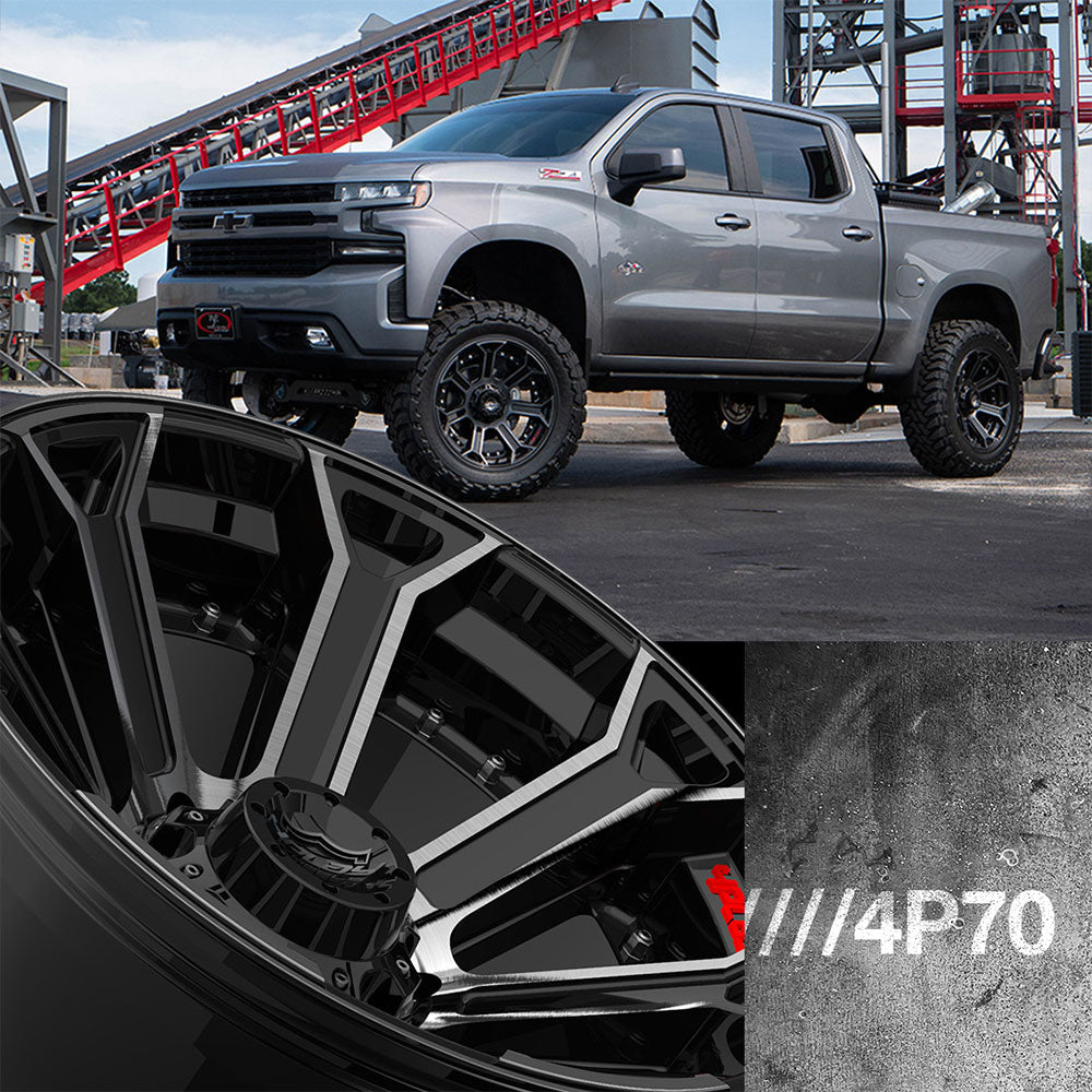 (Clearance - No Returns) 22x12 4Play Off-Road 4P70 Brushed Black (* May Require Trimming) 5x5.5/139.7 5x5/127 -44mm - Flex Offroad