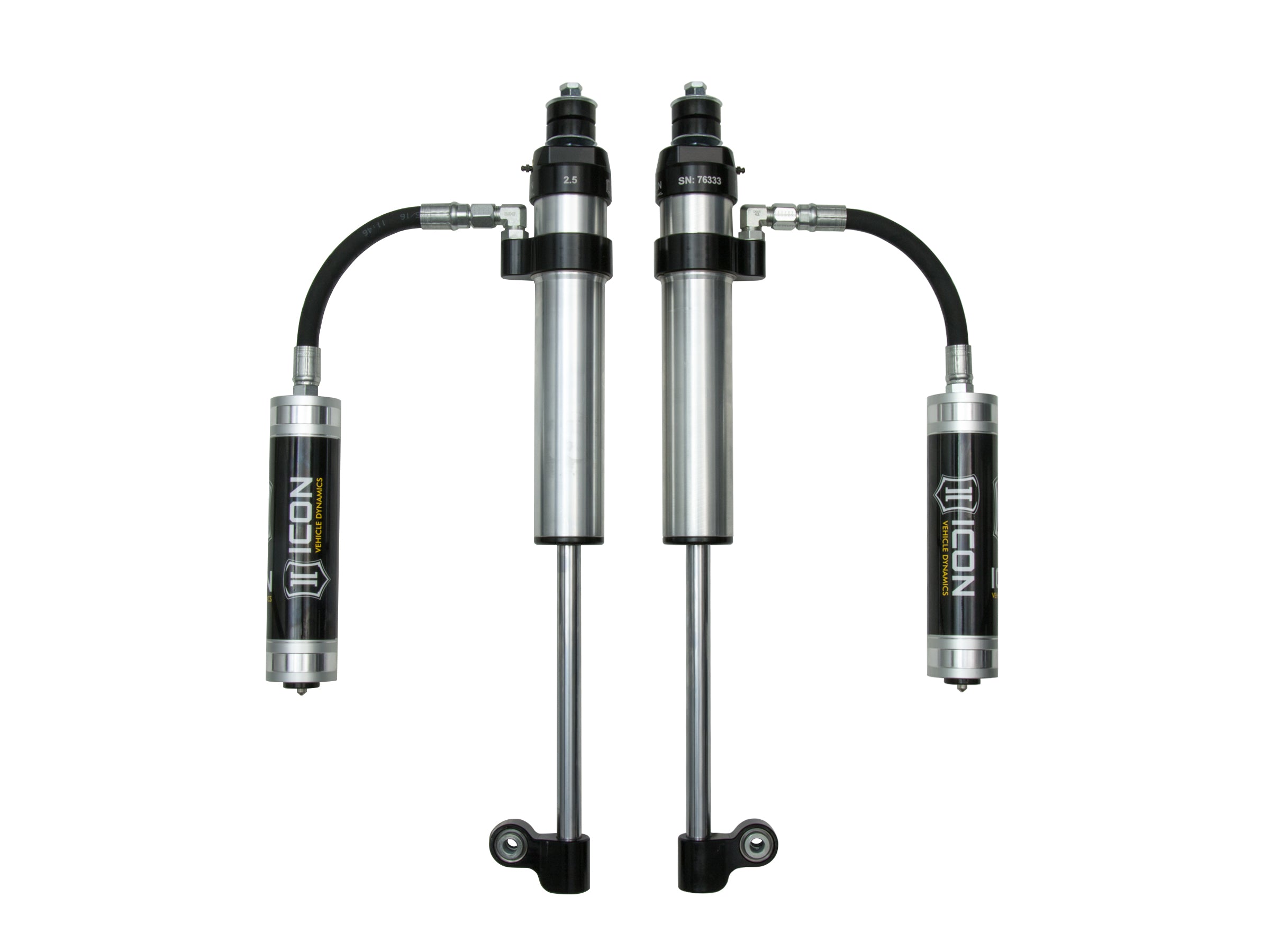 ICON 2005-2023 Toyota Tacoma, Rear, 2.5 Aluminum Series RXT Remote Reservoir Shocks, Pair 57826p