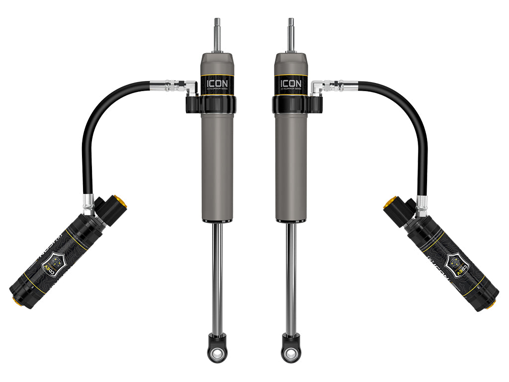 ICON 2023-2024 Ford F-250/F-350 Super Duty 4WD, 4.5" Lift, Front, V.S. 2.5 Aluminum Series Shocks, Remote Reservoir w/ CDEV, Pair 67811ep