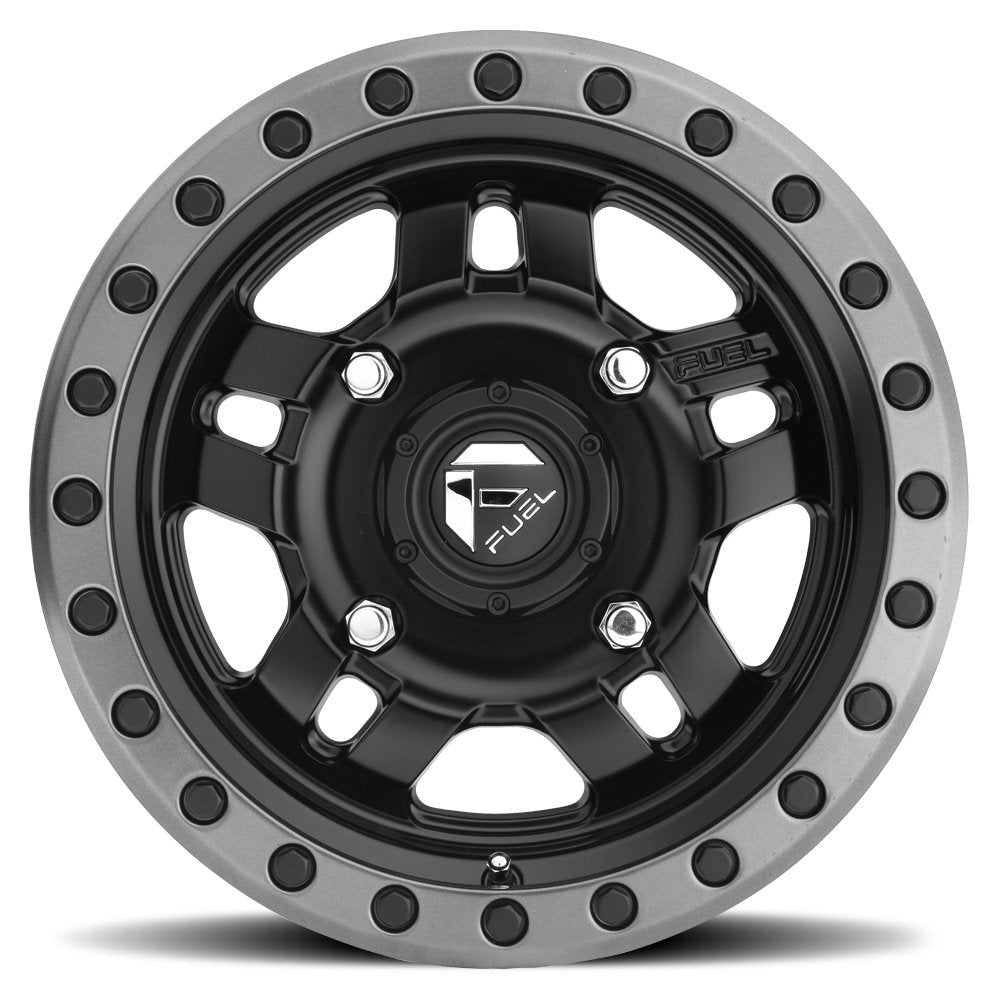 15x8 Fuel Off-Road Anza Matte Black w/ Anthracite Ring D557 5x4.5/114.3 -18mm - Flex Offroad