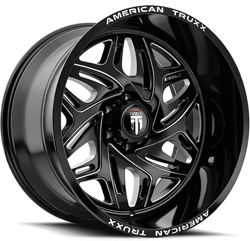 20x10 American Truxx AT1914 Euphoria Gloss Black Milled 5x5/127 -19mm - Flex Offroad