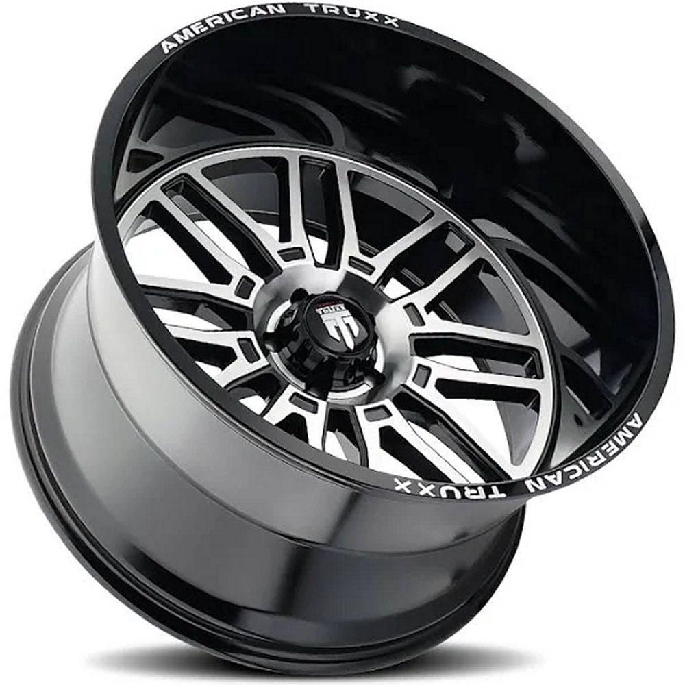 24x14 American Truxx AT1915 Restless Gloss Black Machined (* May Require Trimming) 6x5.5/139.7 -76mm - Flex Offroad