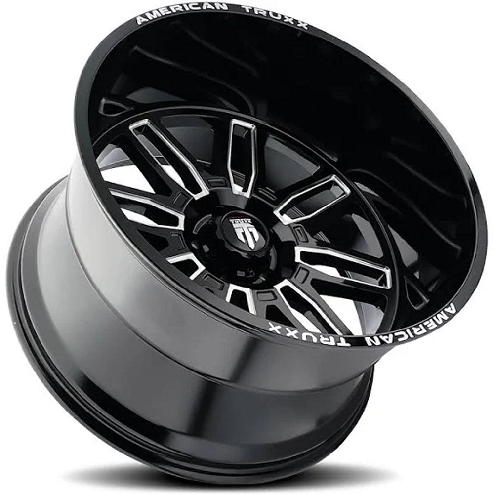 24x14 American Truxx AT1915 Restless Gloss Black Milled (* May Require Trimming) 8x6.5/165 -76mm - Flex Offroad