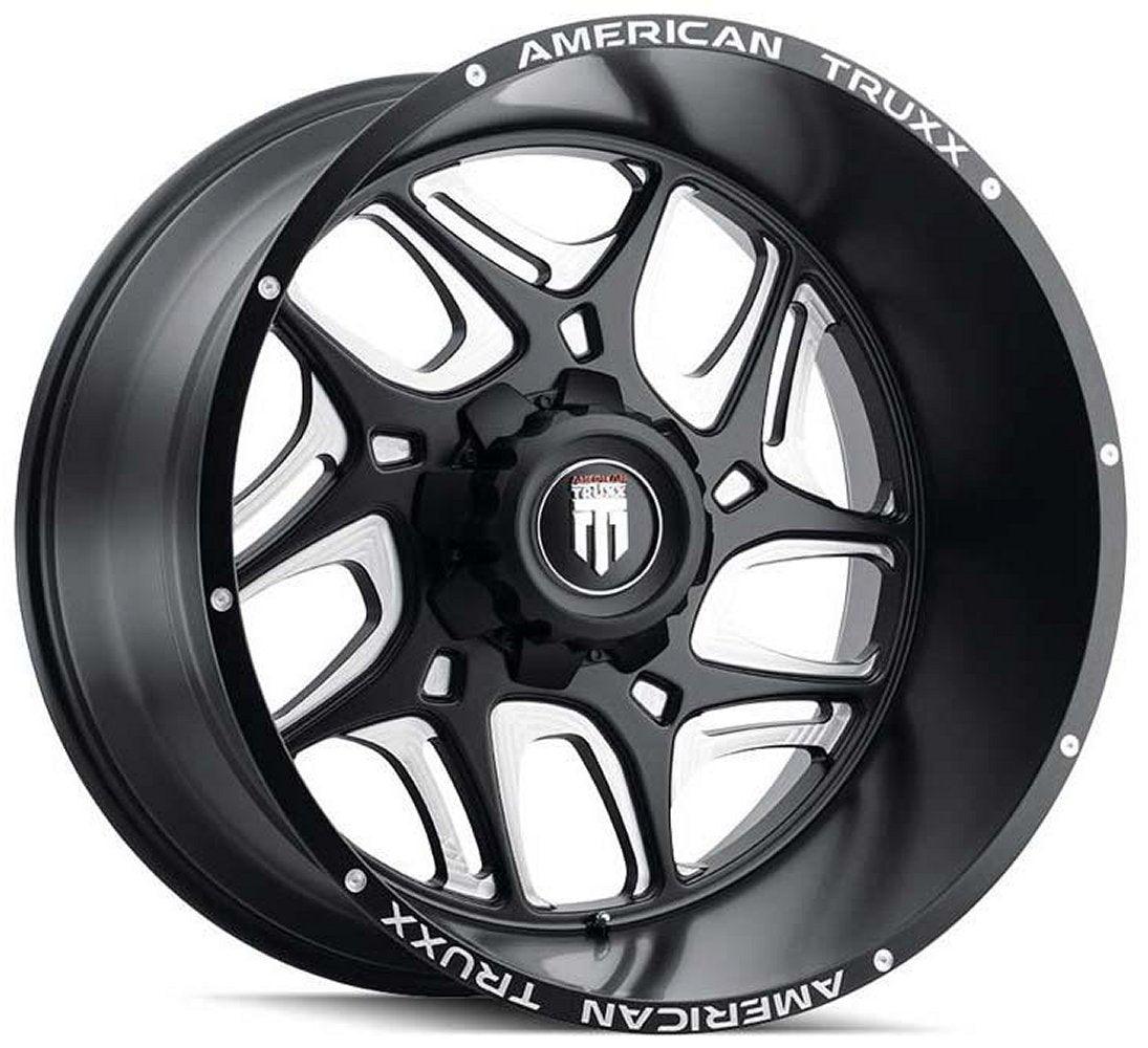 (Clearance - No Returns) 24x14 American Truxx AT1900 Sweep Matte Black Milled (* May Require Trimming) 6x5.5/139.7 -76mm - Flex Offroad