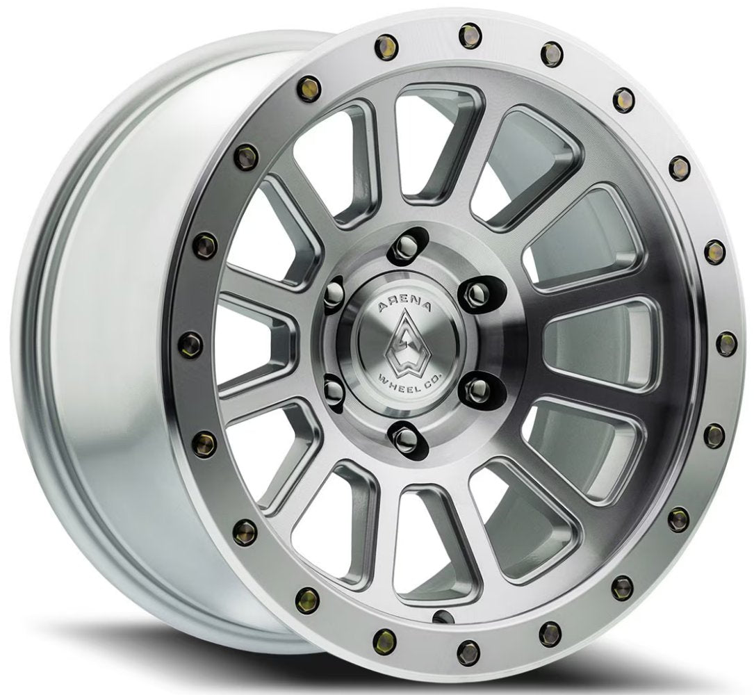 (Clearance - No Returns) 20x9 Arena A105 Ammo Gloss Silver Machined 6x135 0mm