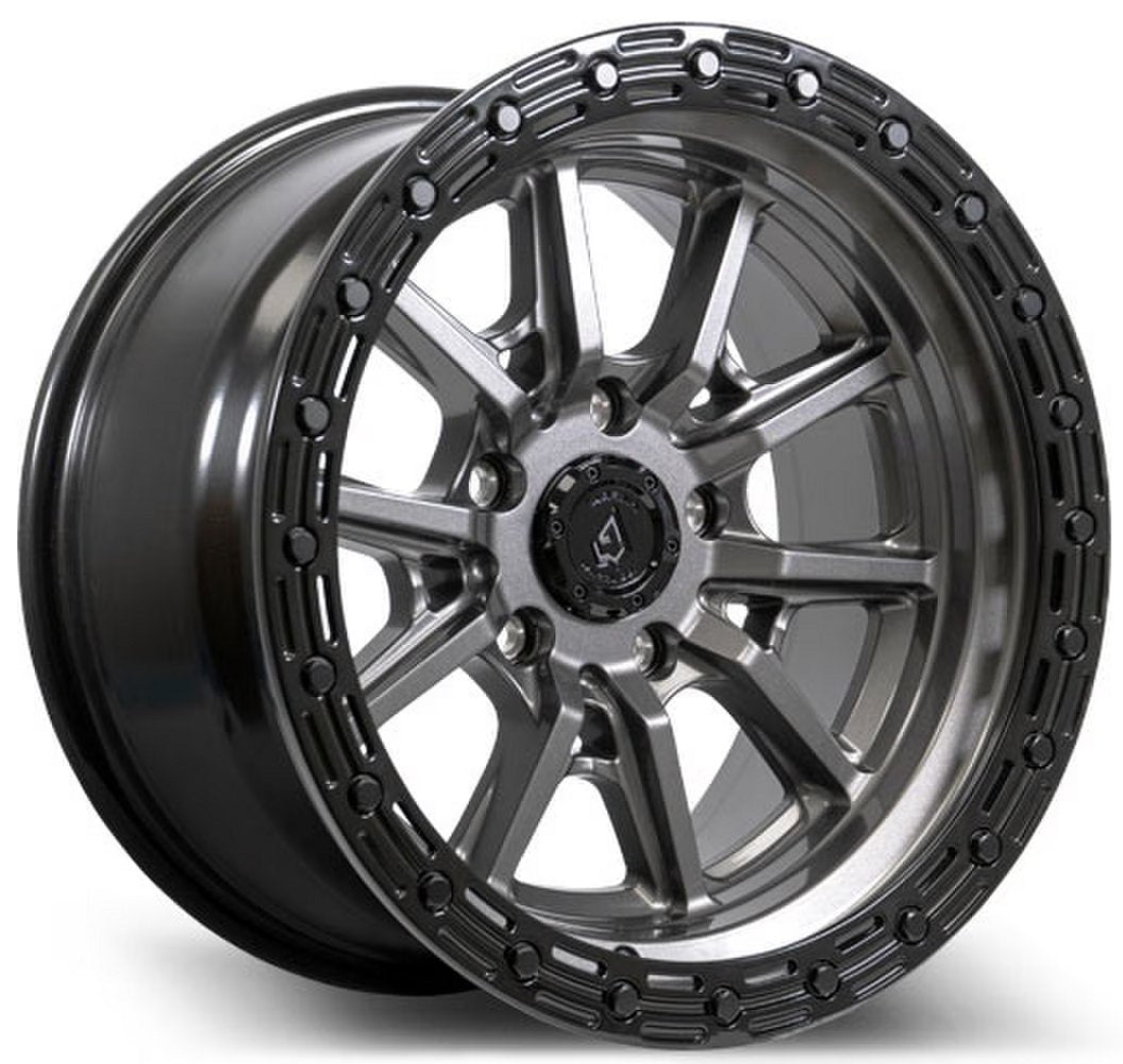 17x9 Arena A106 Trek Gloss Gunmetal w/ Gloss Black Lip 5x5/127 -12mm