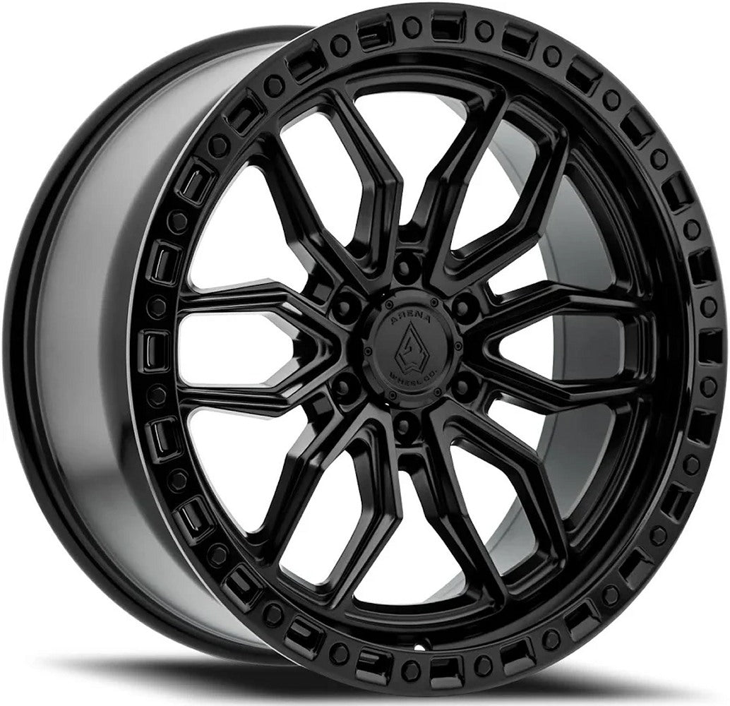 (Special Pricing) 20x9 Arena A109 Hustle Satin Black w/ Gloss Black Lip (6-Lug) 6x135 0mm