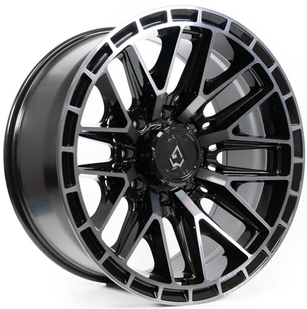 (Special Pricing) 20x10 Arena A114 Battle Gloss Black w/ Machined Dart Tint (8-Lug) 8x170 -18mm