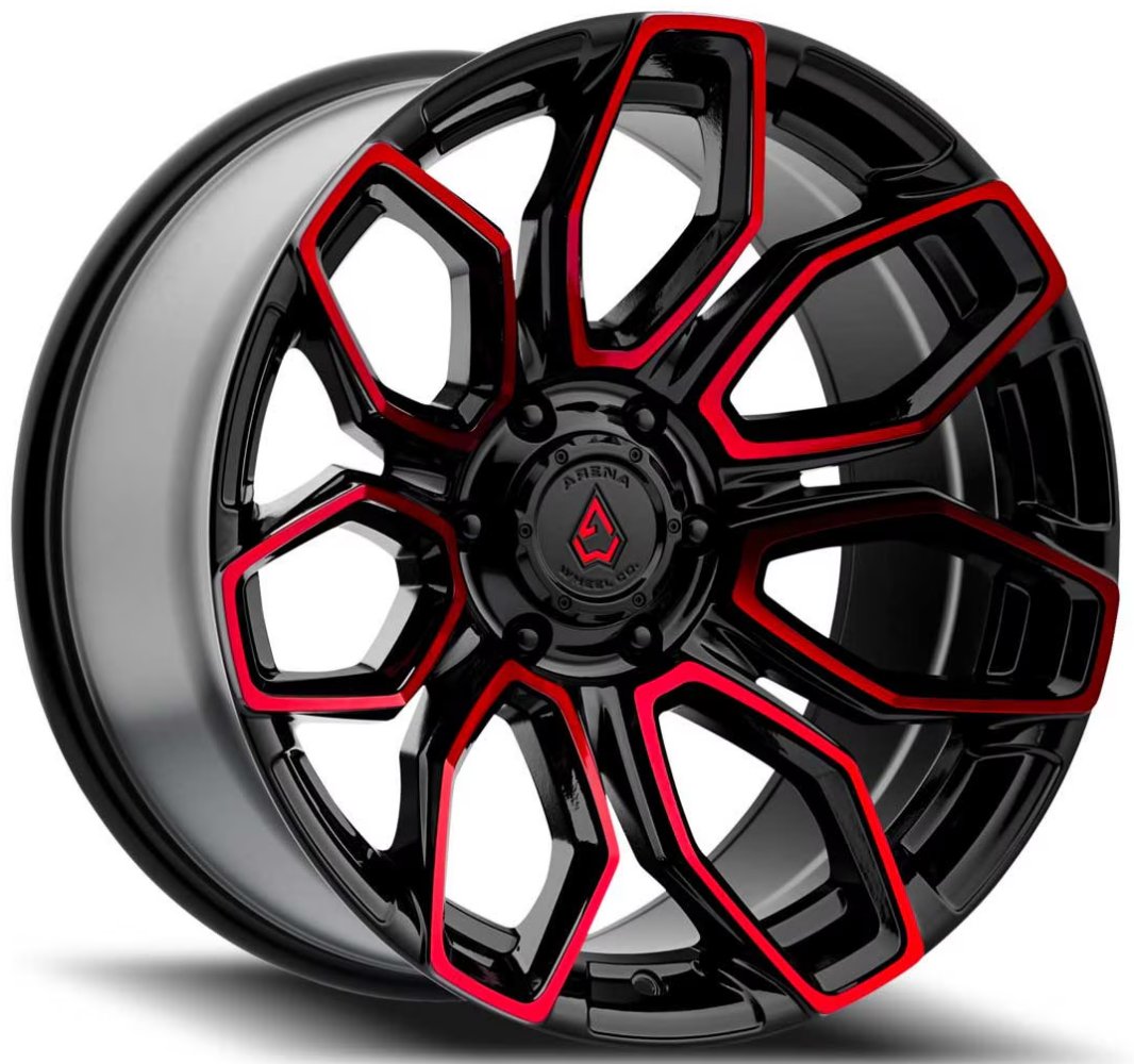 20x10 Arena A116 Corba Gloss Black w/ Machined Red Tint 5x5/127 -18mm