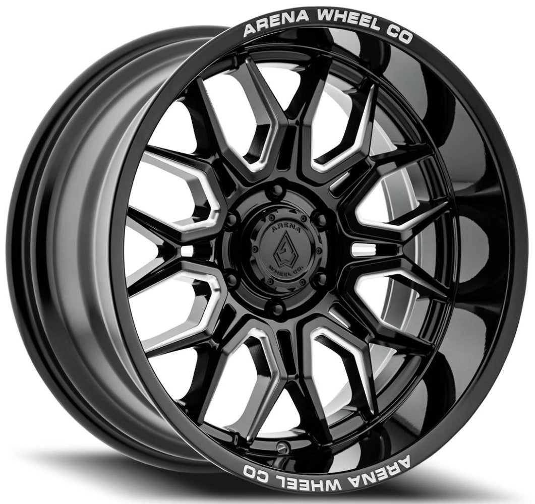 22x12 Arena A117 Violator Gloss Black Milled (* May Require Trimming) 8x6.5/165 -44mm