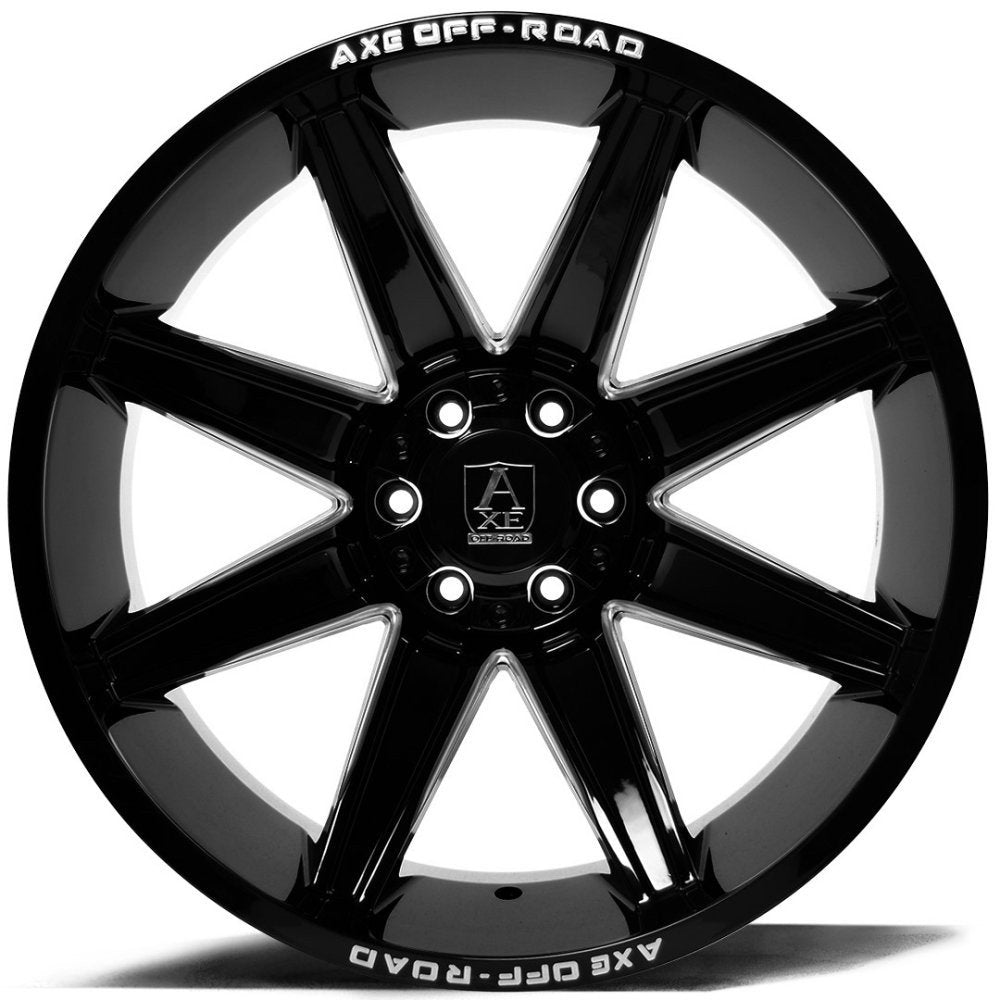 24x14 AXE Offroad Artemis Gloss Black Milled (* May Require Trimming) 8x6.5/165 -76mm - Flex Offroad