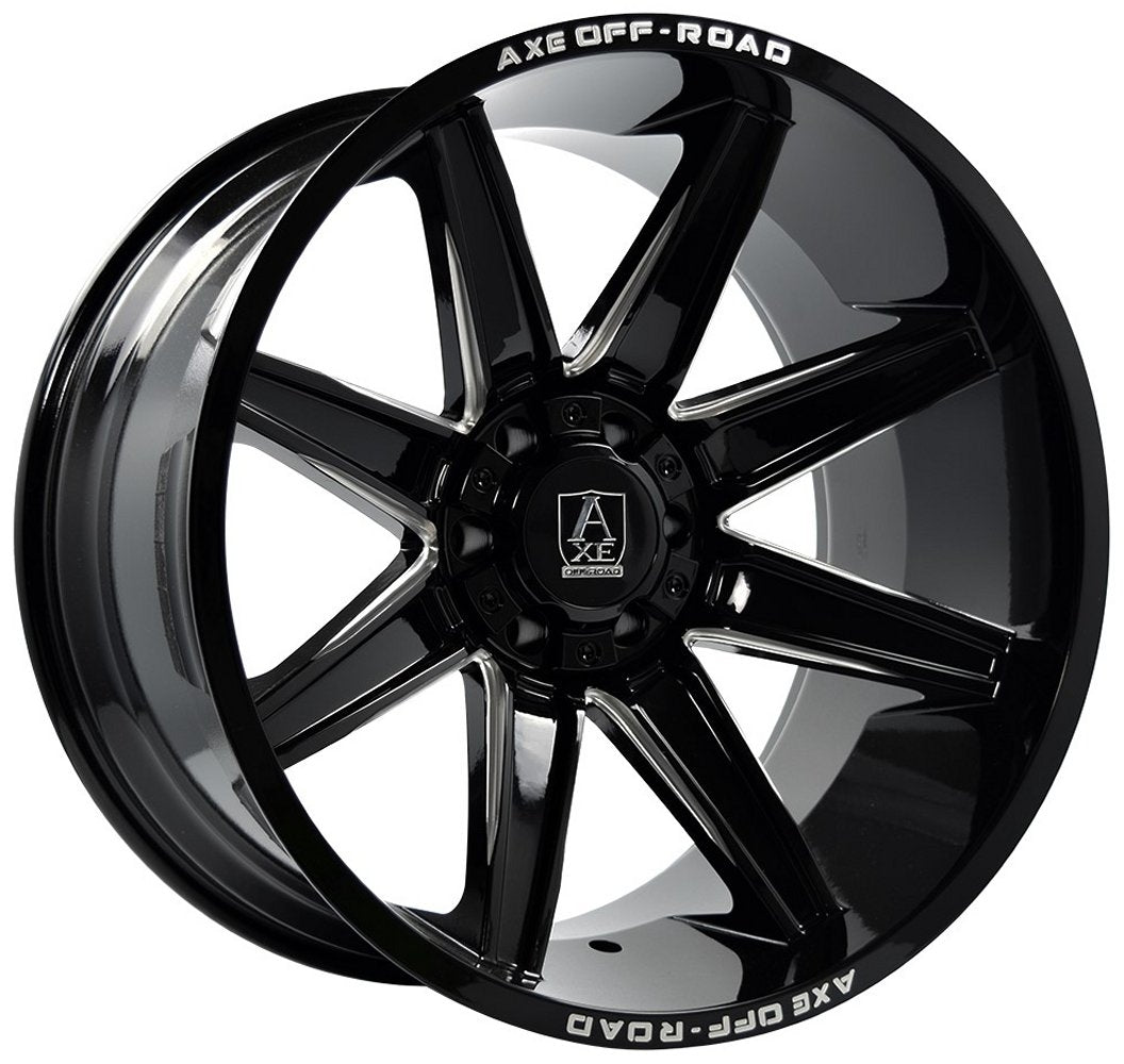 24x14 AXE Offroad Artemis Gloss Black Milled (* May Require Trimming) 8x6.5/165 -76mm - Flex Offroad