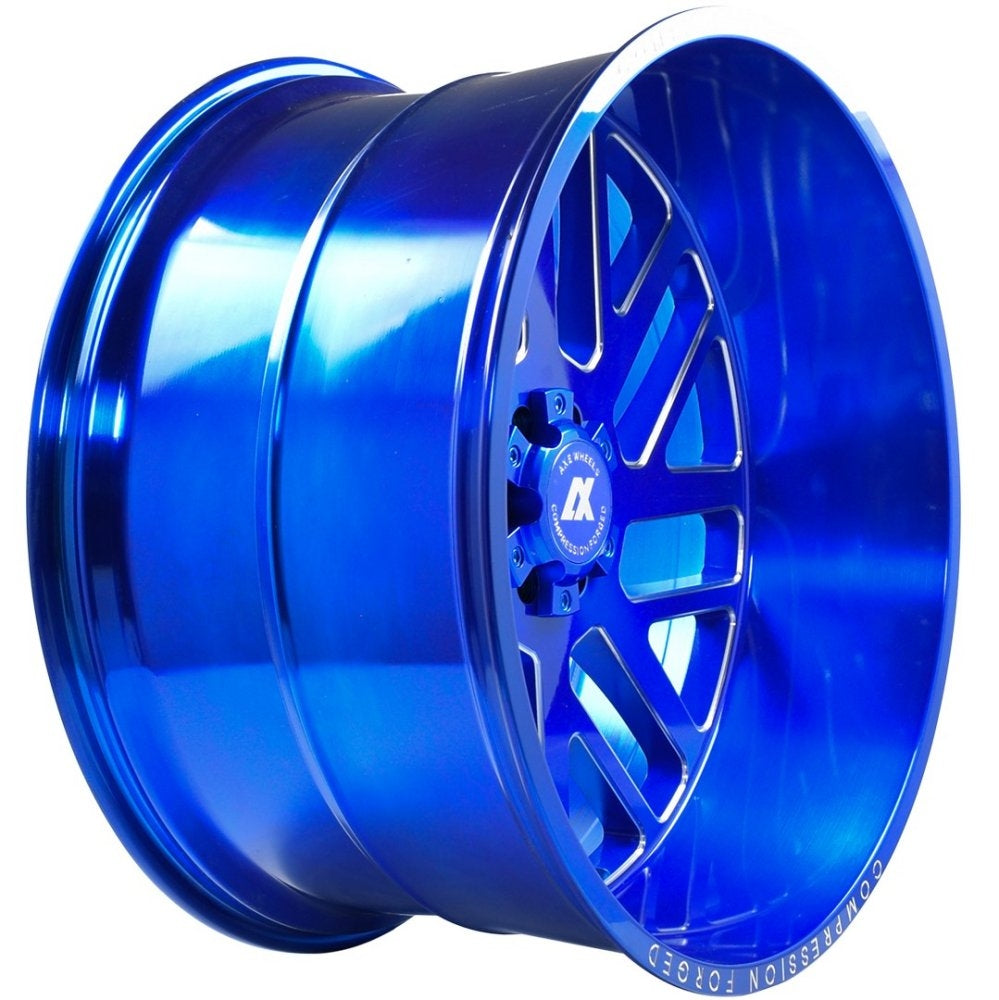 (Clearance - No Returns) 26x14 AXE Offroad AX2.7 Candy Blue Milled (Compression Forged) (* May Require Trimming) 8x180 -76mm