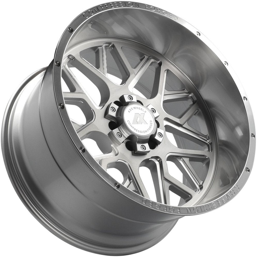 24x12 AXE Offroad AX5.1 Silver Brushed Milled w/ Mirror Lip (Compression Forged) (* May Require Trimming) 6x135 6x5.5/139.7 -44mm - Flex Offroad