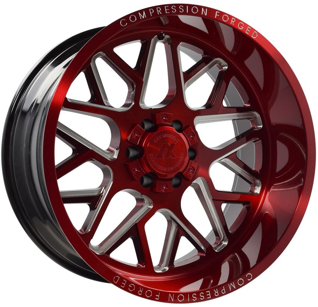 (Clearance - No Returns) 24x12 AXE Offroad AX5.2 Candy Red Milled (Compression Forged) (* May Require Trimming) 8x170 -44mm