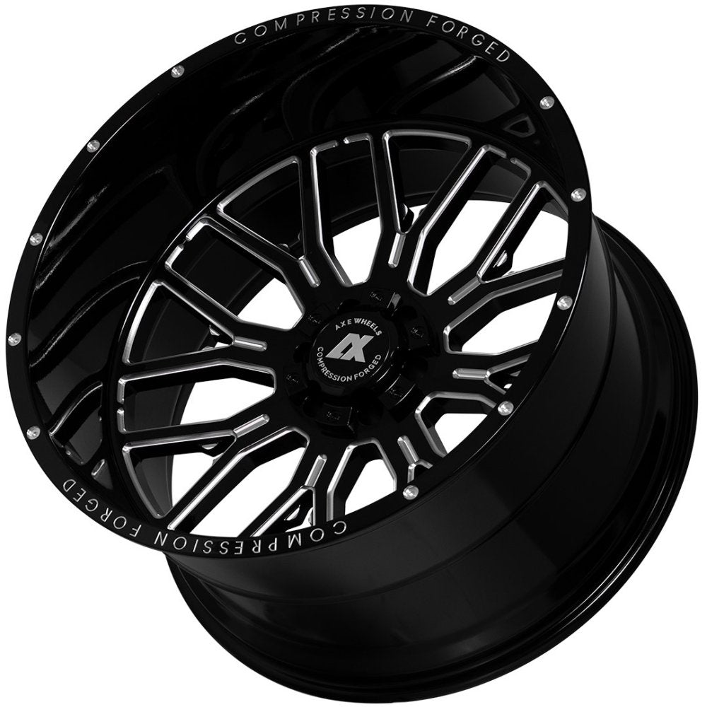 24x12 AXE Offroad AX6.0 Gloss Black Milled (Compression Forged) (* May Require Trimming) 8x180 -44mm - Flex Offroad