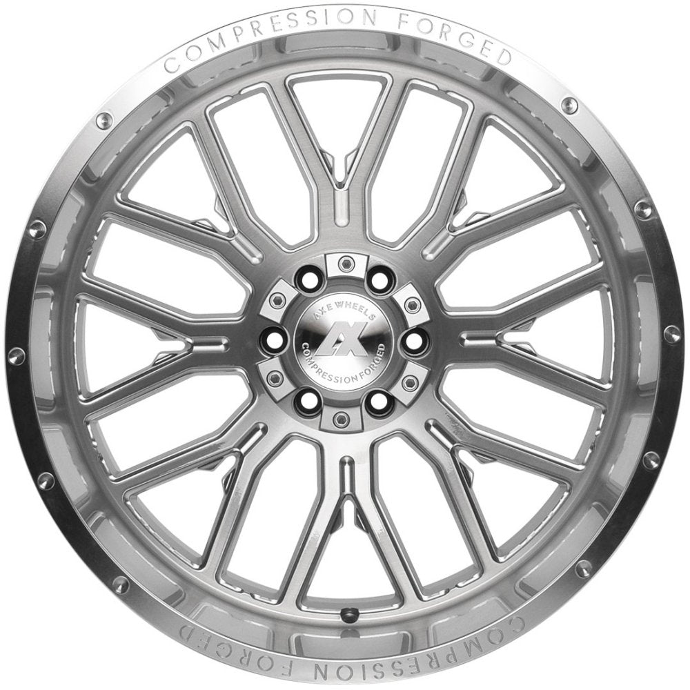 26x14 AXE Offroad AX6.1 Silver Brushed Milled w/ Mirror Lip (Compression Forged) (* May Require Trimming) 8x180 -76mm - Flex Offroad