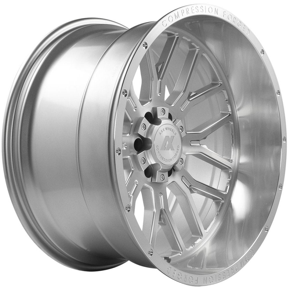26x14 AXE Offroad AX6.1 Silver Brushed Milled w/ Mirror Lip (Compression Forged) (* May Require Trimming) 8x180 -76mm - Flex Offroad