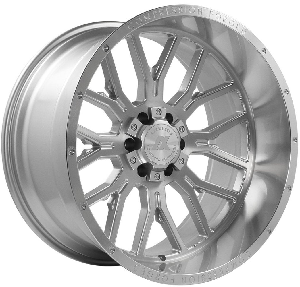 22x12 AXE Offroad AX6.1 Silver Brushed Milled w/ Mirror Lip (Compression Forged) (* May Require Trimming) 6x135 6x5.5/139.7 -44mm - Flex Offroad