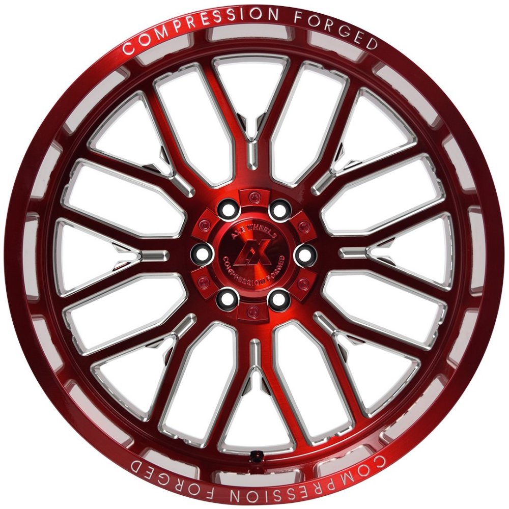24x12 AXE Offroad AX6.2 Candy Red Milled (Compression Forged) (* May Require Trimming) 8x170 -44mm - Flex Offroad