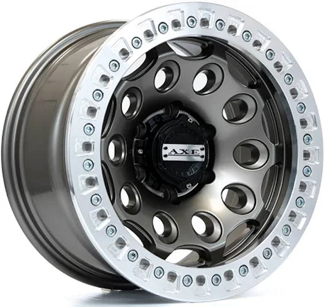 17x9 AXE Offroad Chaos Beadlock Grey w/ Polished Lip 6x5.5/139.7 -15mm