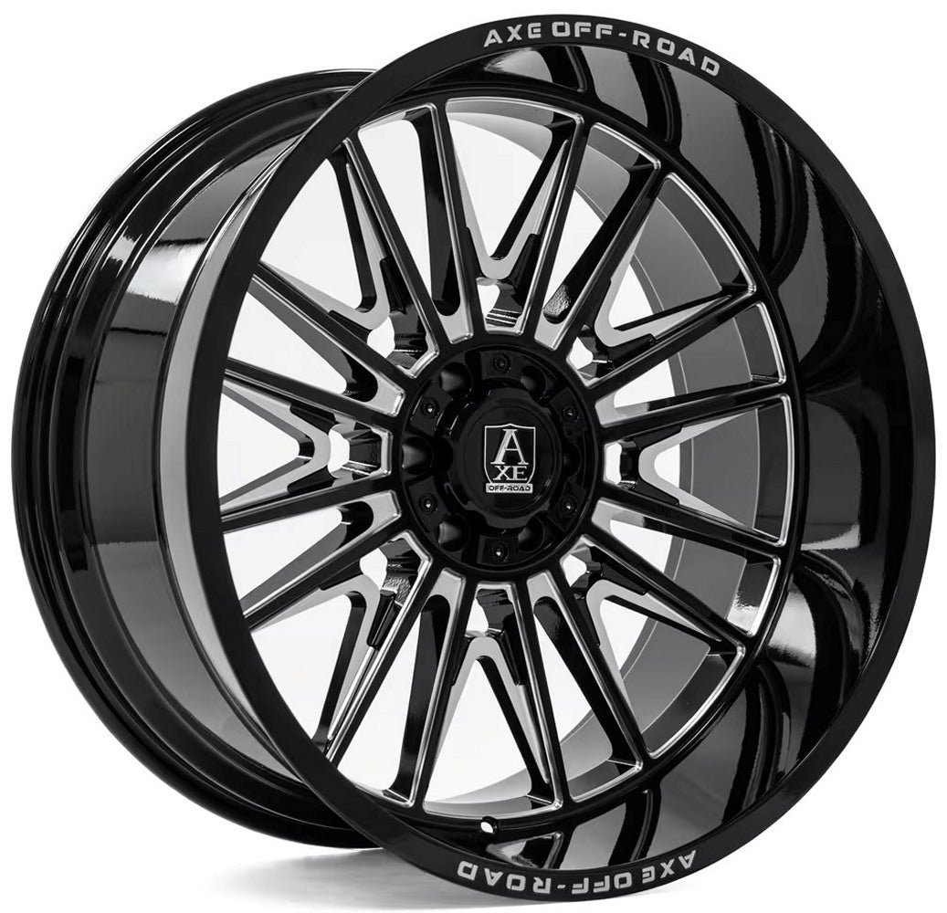 22x10 AXE Offroad Echo Gloss Black Milled 8x170 -19mm