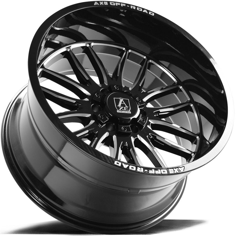 22x12 AXE Offroad Hades Gloss Black Milled (* May Require Trimming) 8x170 -44mm - Flex Offroad