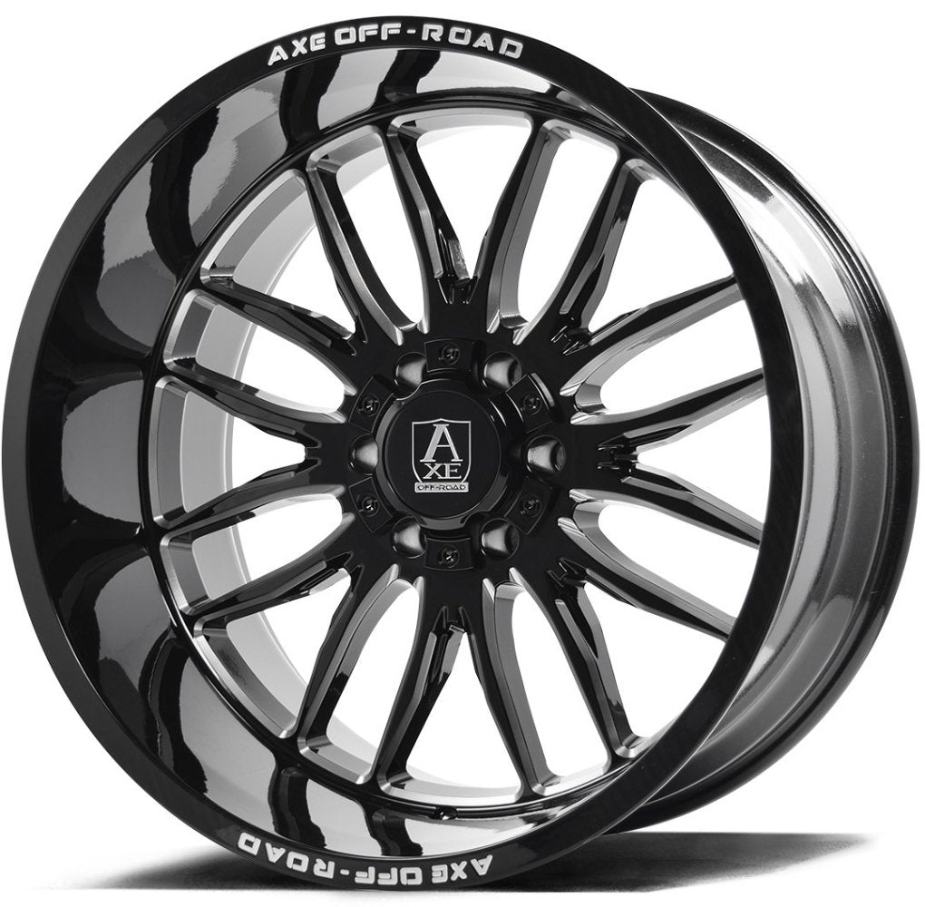 24x12 AXE Offroad Hades Gloss Black Milled (* May Require Trimming) 8x170 -44mm - Flex Offroad
