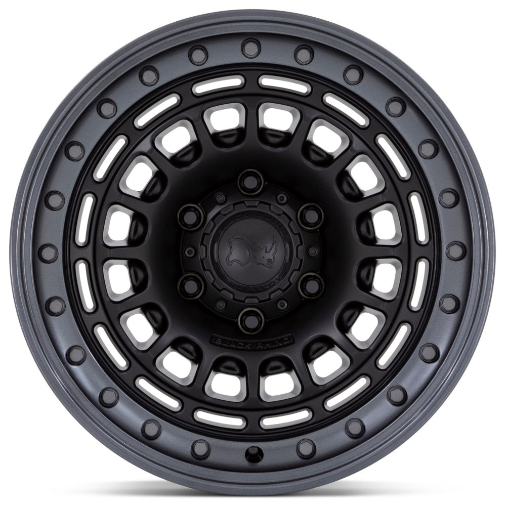 17x9 Black Rhino BR014 Sahara Matte Black w/ Gunmetal Lip 5x5/127 -12mm - Flex Offroad