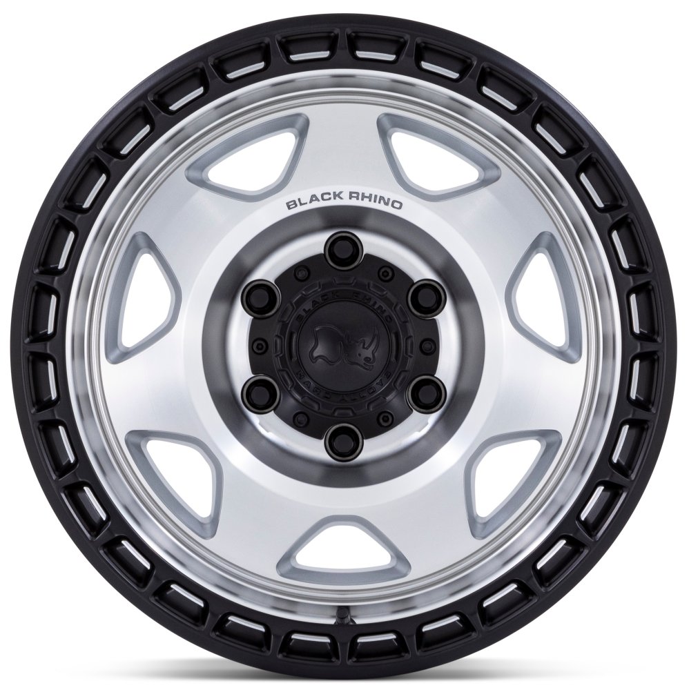 (Clearance - No Returns) 17X8.5 Black Rhino BR018 Voyager Silver Machined w/ Matte Black Lip 5x5/127 0mm - Flex Offroad