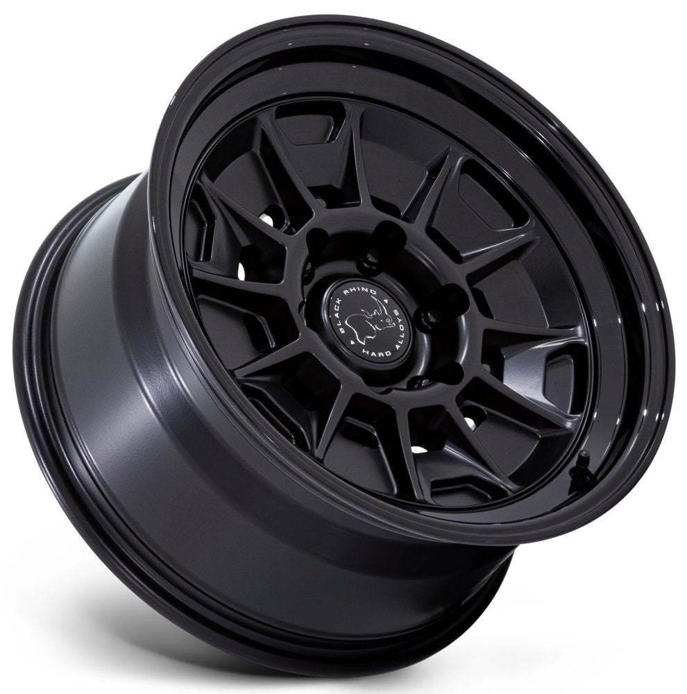 17X9 Black Rhino BR021 Mondo Matte Black w/ Gloss Black Lip 6x5.5/137.9 -38mm - Flex Offroad