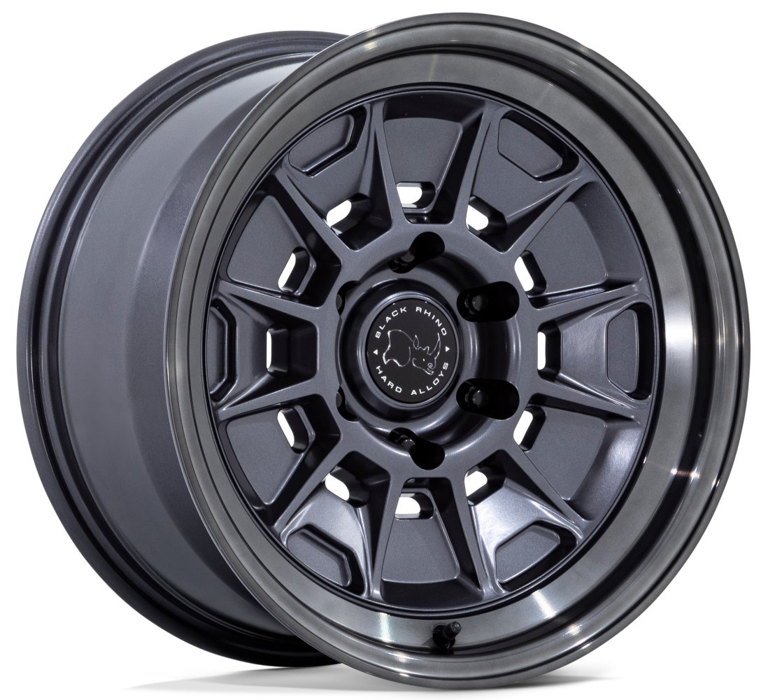 17X8.5 Black Rhino BR021 Mondo Matte Gunmetal w/ Gloss Gray Lip 6x5.5/137.9 -10mm - Flex Offroad
