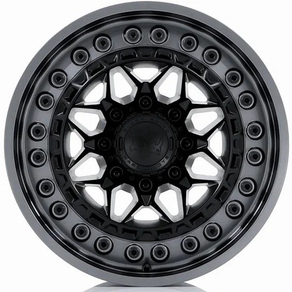 18x9 Black Rhino Alpha Matte Black w/ Gunmetal Lip 8x6.5/165 0mm - Flex Offroad