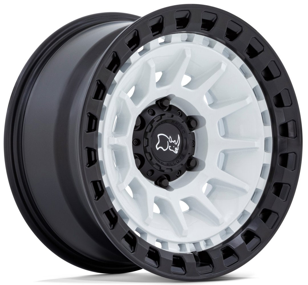 17x8.5 Black Rhino Barrage Gloss White on Matte Black 6x5.5/139.7 -10mm - Flex Offroad