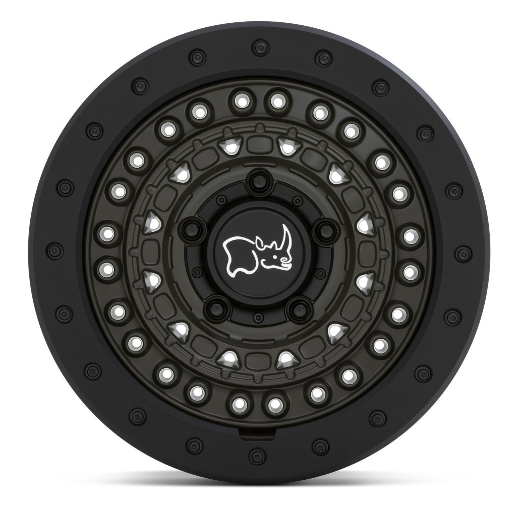 (Clearance - No Returns) 18x9 Black Rhino Barricade OD Green w/ Black Rock Guard 6x135 10mm