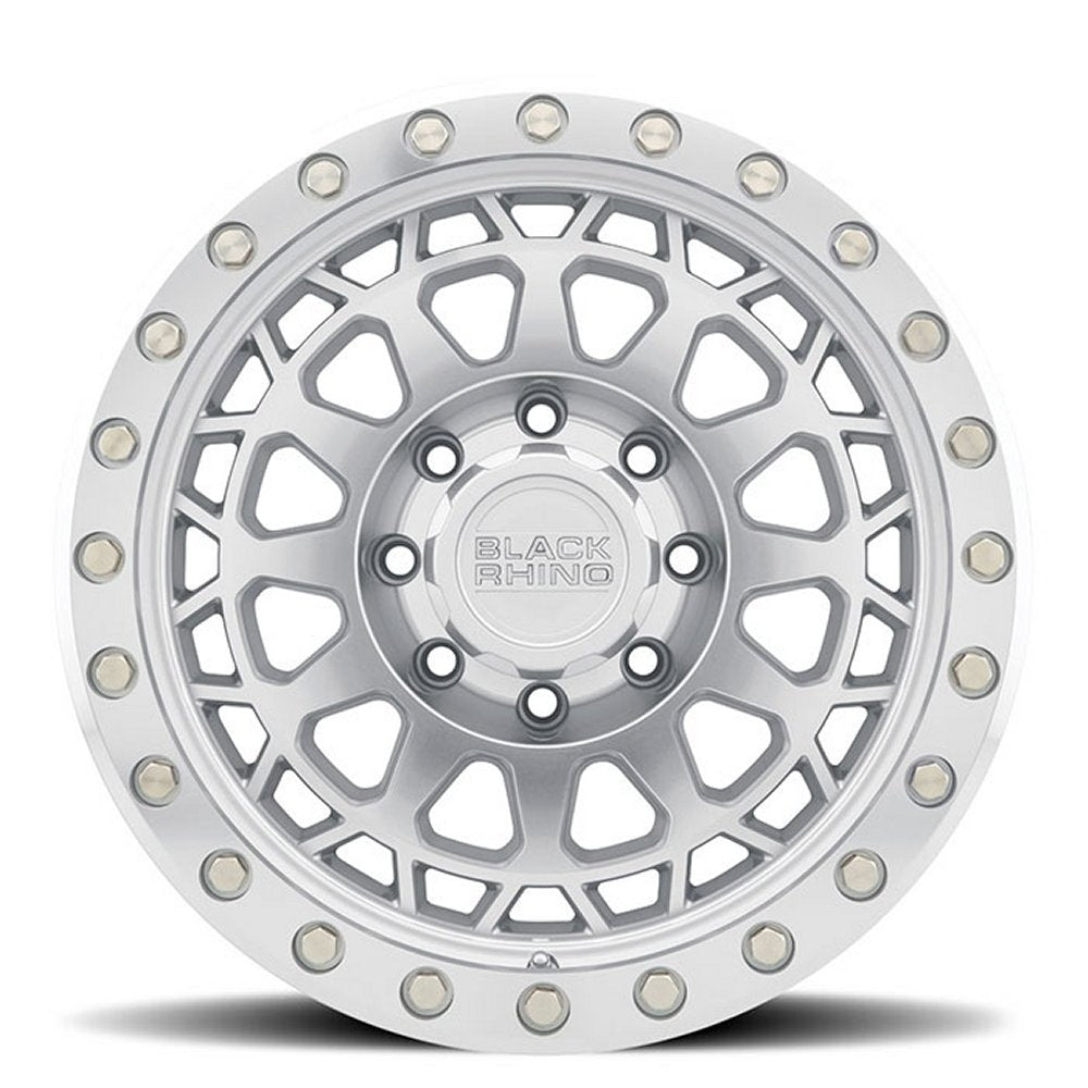 18x9.5 Black Rhino Primm Silver w/ Mirror Face & Machined Ring 6x5.5/139.7 -12mm - Flex Offroad