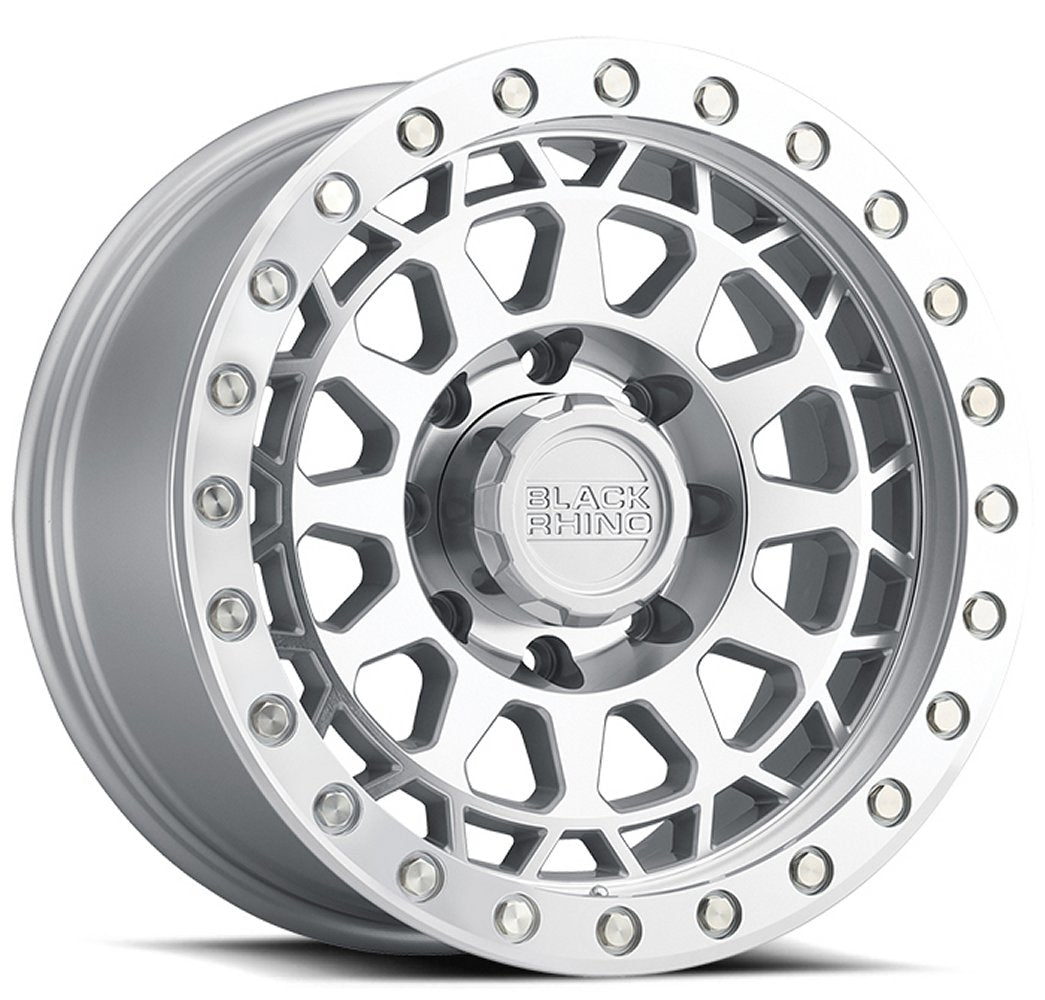 18x9.5 Black Rhino Primm Silver w/ Mirror Face & Machined Ring 6x5.5/139.7 -12mm - Flex Offroad