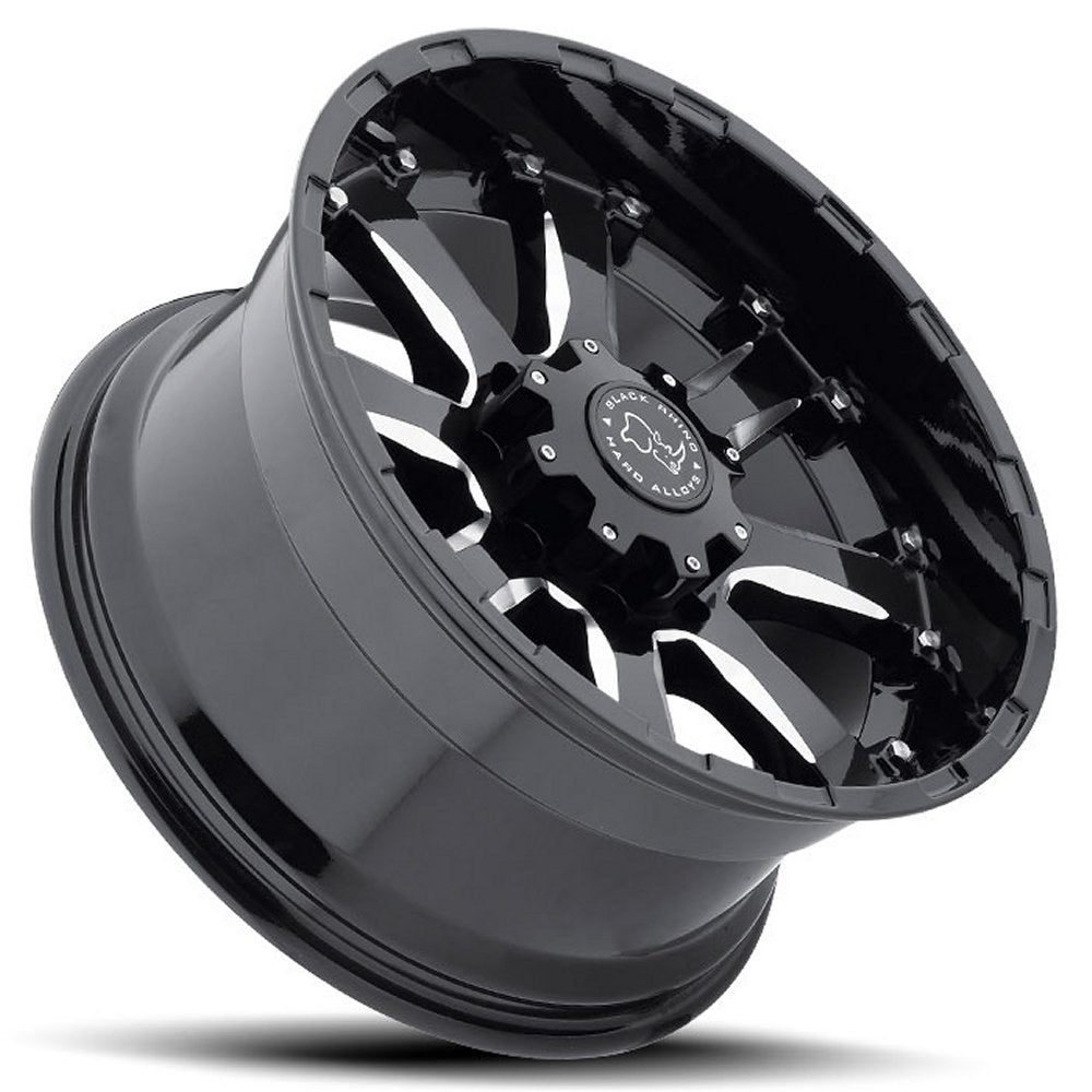 (Clearance - No Returns) 17x9 Black Rhino Sierra Gloss Black w/ Milled Spokes 6x5.5/139.7 12mm - Flex Offroad