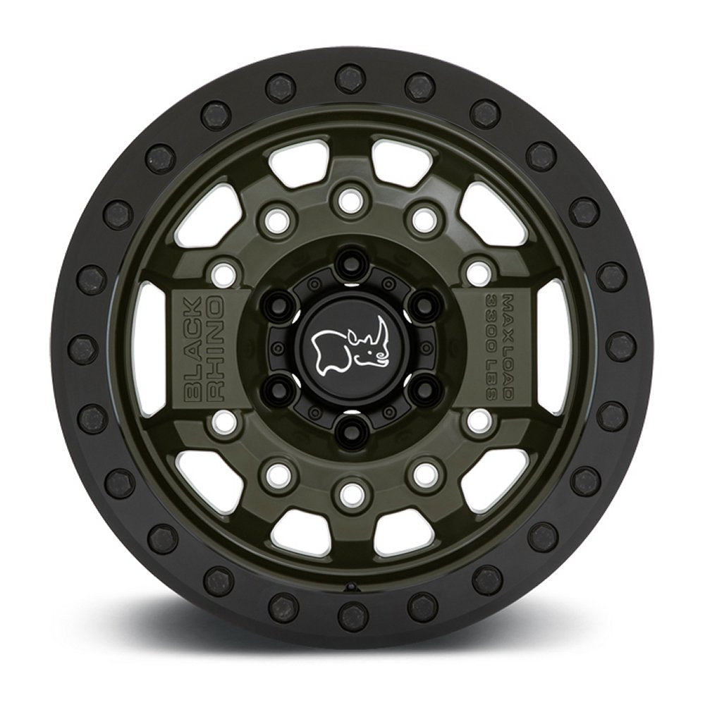 (Clearance - No Returns) 17x8.5 Black Rhino Avenger Beadlock OD Green w/ Black Hardware (True Beadlock) 6x5.5/139.7 0mm