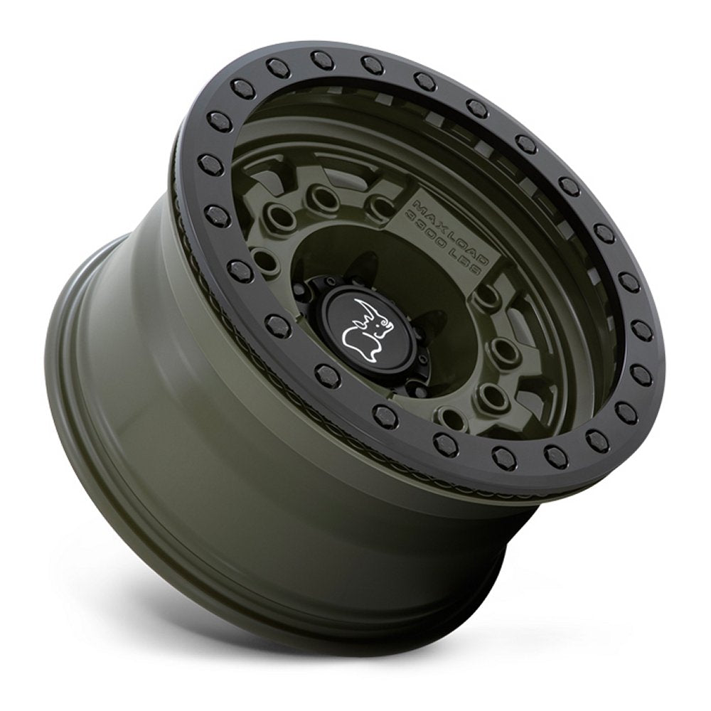 (Clearance - No Returns) 17x8.5 Black Rhino Avenger Beadlock OD Green w/ Black Hardware (True Beadlock) 6x5.5/139.7 0mm