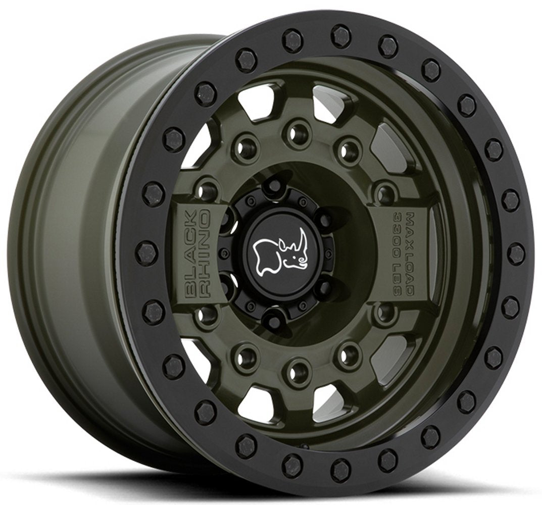 (Clearance - No Returns) 17x8.5 Black Rhino Avenger Beadlock OD Green w/ Black Hardware (True Beadlock) 6x5.5/139.7 0mm