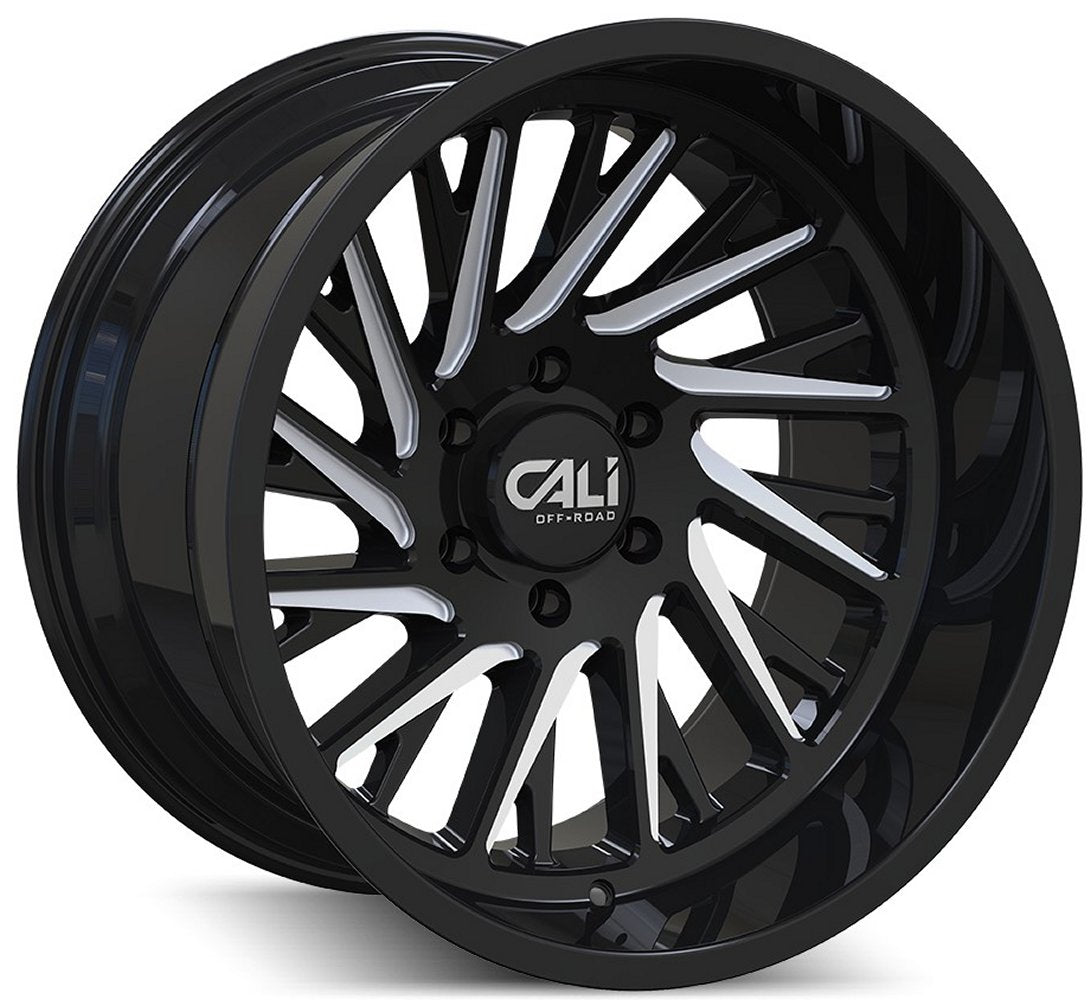 24x14 Cali Off-Road Pure 9114BM Gloss Black Milled (* May Require Trimming) 6x5.5/139.7 -76mm - Flex Offroad