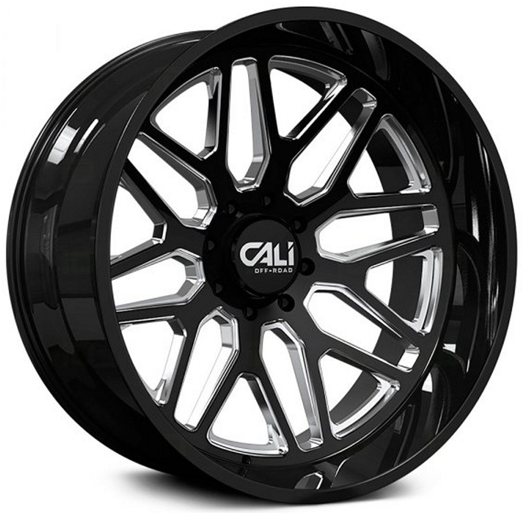 28x12 Cali Off-Road Invader 9115 Gloss Black Milled (* May Require Trimming) 8x170 -44mm - Flex Offroad
