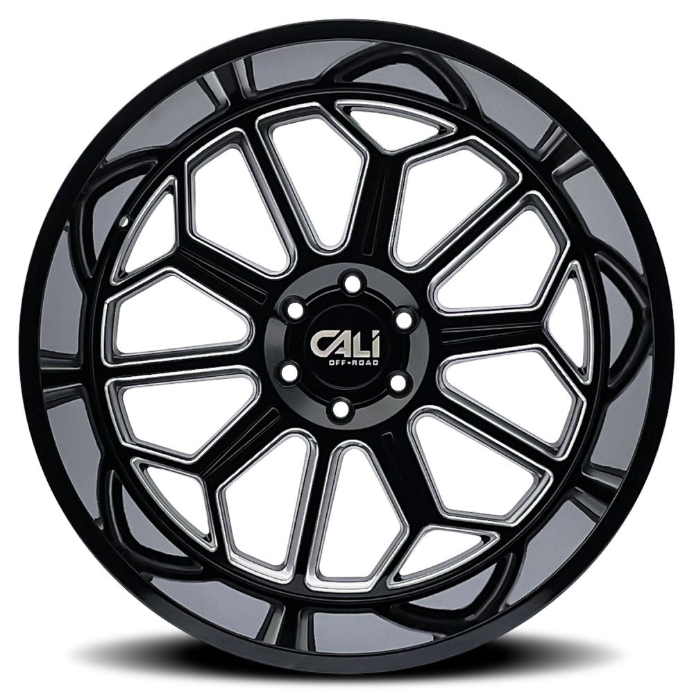 20x10 Cali Off-Road Auburn 9117 Gloss Black Milled 6x135 -25mm - Flex Offroad