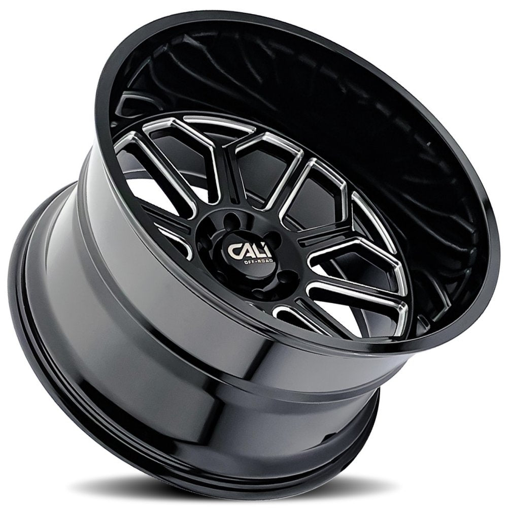 20x10 Cali Off-Road Auburn 9117 Gloss Black Milled 6x135 -25mm - Flex Offroad