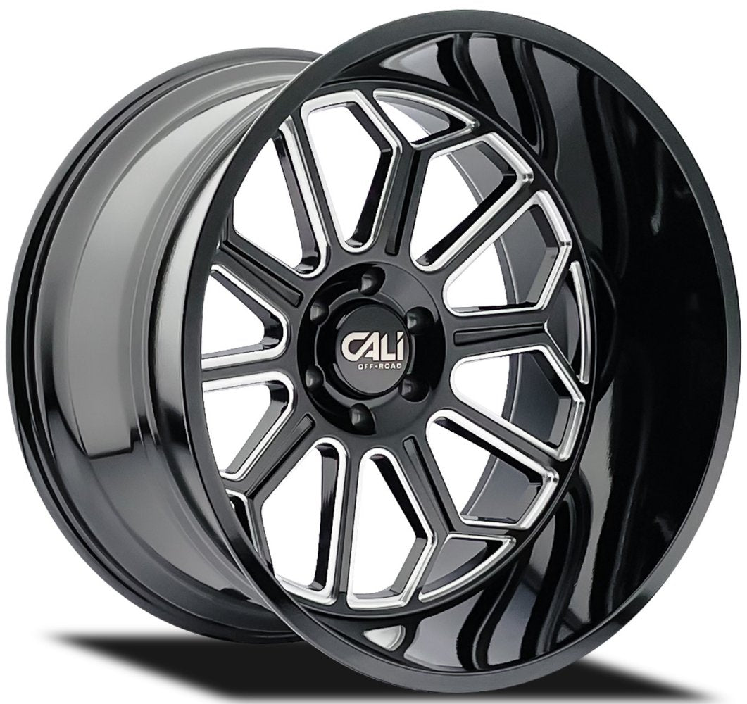 22x12 Cali Off-Road Auburn 9117 Gloss Black Milled 6x135 -51mm (* May Require Trimming) - Flex Offroad