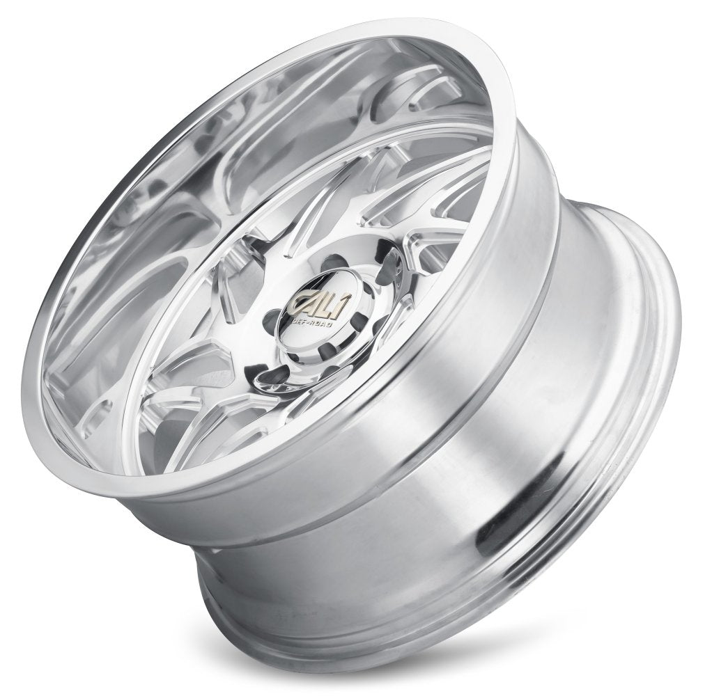 (Clearance - No Returns) 20x10 Cali Off-Road Gemini 9112P Polished w/ Milled Spokes 5x5/127 -25mm - Flex Offroad